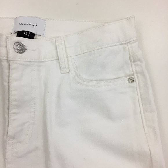 CURRENT ELLIOTT White Distressed Ripped Knee 5 Pocket Logo Hardware Skinny Jeans - Picture 5 of 11
